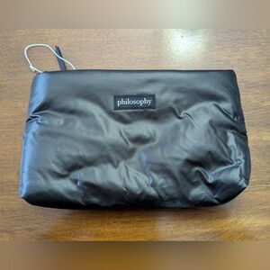 Philosophy Black 8" x 6" Zipper Closure Makeup Bag NWOT
